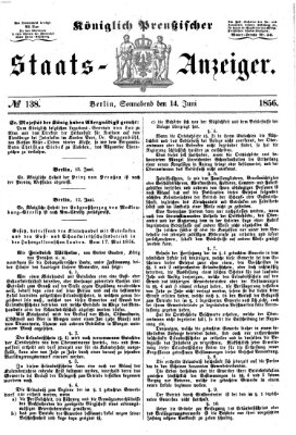 Königlich Preußischer Staats-Anzeiger (Allgemeine preußische Staats-Zeitung) Samstag 14. Juni 1856