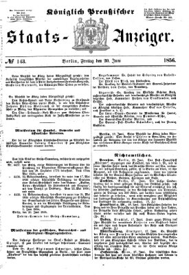 Königlich Preußischer Staats-Anzeiger (Allgemeine preußische Staats-Zeitung) Freitag 20. Juni 1856