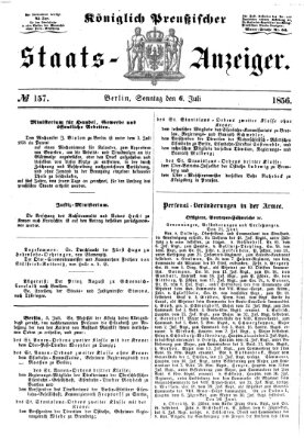 Königlich Preußischer Staats-Anzeiger (Allgemeine preußische Staats-Zeitung) Sonntag 6. Juli 1856
