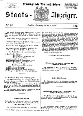 Königlich Preußischer Staats-Anzeiger (Allgemeine preußische Staats-Zeitung) Sonntag 19. Oktober 1856