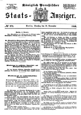 Königlich Preußischer Staats-Anzeiger (Allgemeine preußische Staats-Zeitung) Dienstag 18. November 1856
