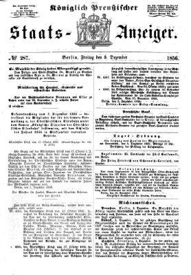 Königlich Preußischer Staats-Anzeiger (Allgemeine preußische Staats-Zeitung) Freitag 5. Dezember 1856
