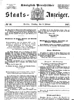 Königlich Preußischer Staats-Anzeiger (Allgemeine preußische Staats-Zeitung) Dienstag 3. Februar 1857