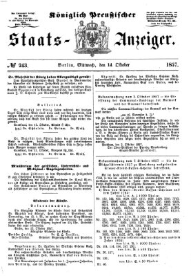 Königlich Preußischer Staats-Anzeiger (Allgemeine preußische Staats-Zeitung) Mittwoch 14. Oktober 1857