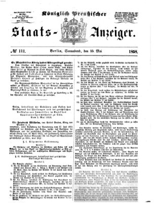 Königlich Preußischer Staats-Anzeiger (Allgemeine preußische Staats-Zeitung) Samstag 15. Mai 1858