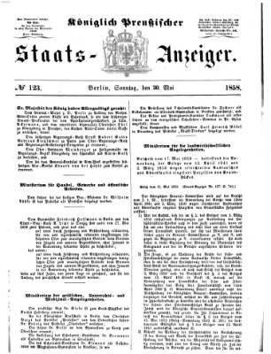 Königlich Preußischer Staats-Anzeiger (Allgemeine preußische Staats-Zeitung) Sonntag 30. Mai 1858