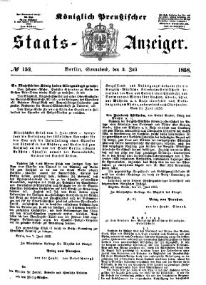 Königlich Preußischer Staats-Anzeiger (Allgemeine preußische Staats-Zeitung) Samstag 3. Juli 1858