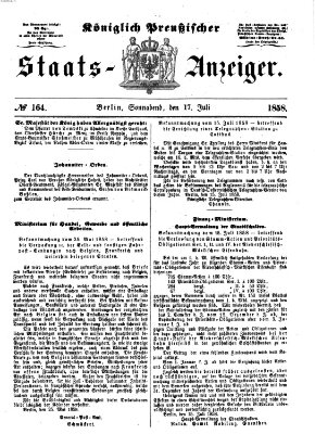 Königlich Preußischer Staats-Anzeiger (Allgemeine preußische Staats-Zeitung) Samstag 17. Juli 1858