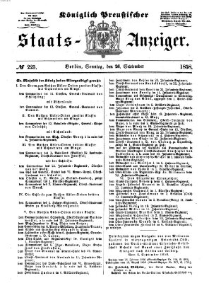 Königlich Preußischer Staats-Anzeiger (Allgemeine preußische Staats-Zeitung) Sonntag 26. September 1858