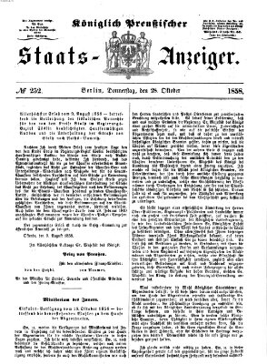 Königlich Preußischer Staats-Anzeiger (Allgemeine preußische Staats-Zeitung) Donnerstag 28. Oktober 1858