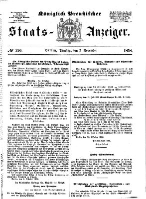 Königlich Preußischer Staats-Anzeiger (Allgemeine preußische Staats-Zeitung) Dienstag 2. November 1858