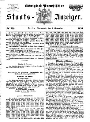 Königlich Preußischer Staats-Anzeiger (Allgemeine preußische Staats-Zeitung) Samstag 6. November 1858