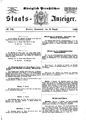 Königlich Preußischer Staats-Anzeiger (Allgemeine preußische Staats-Zeitung) Samstag 13. August 1859
