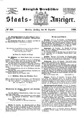 Königlich Preußischer Staats-Anzeiger (Allgemeine preußische Staats-Zeitung) Freitag 30. Dezember 1859