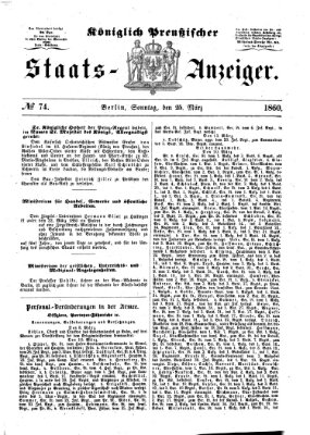Königlich Preußischer Staats-Anzeiger (Allgemeine preußische Staats-Zeitung) Sonntag 25. März 1860