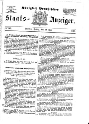 Königlich Preußischer Staats-Anzeiger (Allgemeine preußische Staats-Zeitung) Freitag 13. Juli 1860