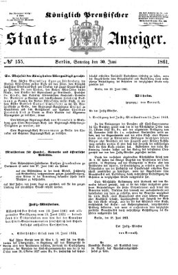 Königlich Preußischer Staats-Anzeiger (Allgemeine preußische Staats-Zeitung) Sonntag 30. Juni 1861