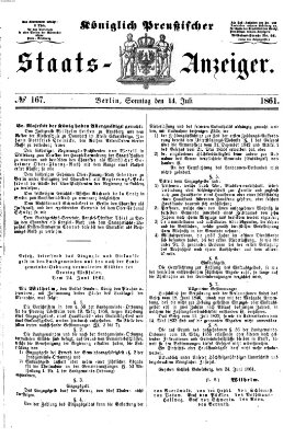 Königlich Preußischer Staats-Anzeiger (Allgemeine preußische Staats-Zeitung) Sonntag 14. Juli 1861