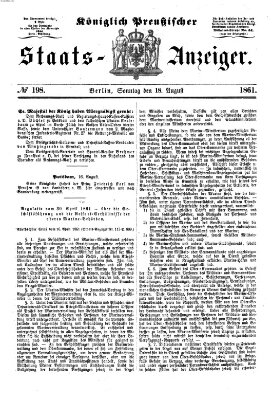 Königlich Preußischer Staats-Anzeiger (Allgemeine preußische Staats-Zeitung) Sonntag 18. August 1861