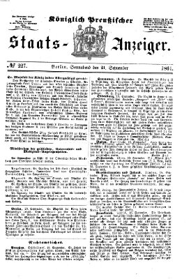 Königlich Preußischer Staats-Anzeiger (Allgemeine preußische Staats-Zeitung) Samstag 21. September 1861