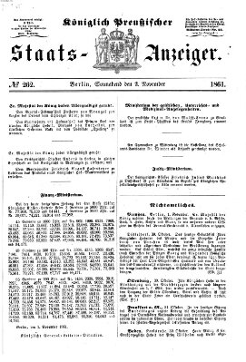 Königlich Preußischer Staats-Anzeiger (Allgemeine preußische Staats-Zeitung) Samstag 2. November 1861
