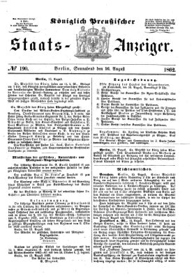 Königlich Preußischer Staats-Anzeiger (Allgemeine preußische Staats-Zeitung) Samstag 16. August 1862