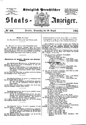 Königlich Preußischer Staats-Anzeiger (Allgemeine preußische Staats-Zeitung) Donnerstag 28. August 1862