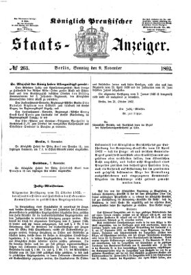 Königlich Preußischer Staats-Anzeiger (Allgemeine preußische Staats-Zeitung) Sonntag 9. November 1862