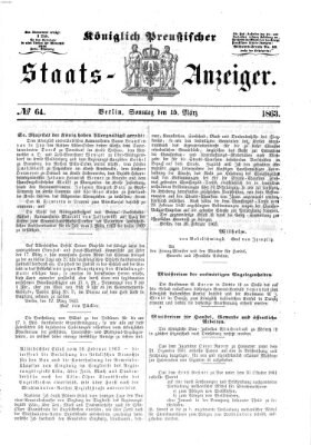 Königlich Preußischer Staats-Anzeiger (Allgemeine preußische Staats-Zeitung) Sonntag 15. März 1863