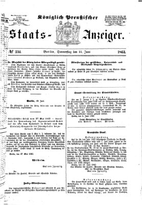 Königlich Preußischer Staats-Anzeiger (Allgemeine preußische Staats-Zeitung) Donnerstag 11. Juni 1863