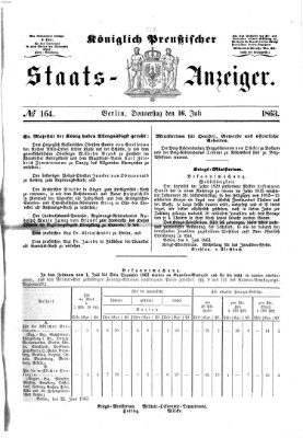 Königlich Preußischer Staats-Anzeiger (Allgemeine preußische Staats-Zeitung) Donnerstag 16. Juli 1863