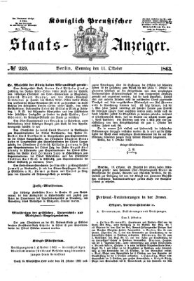 Königlich Preußischer Staats-Anzeiger (Allgemeine preußische Staats-Zeitung) Sonntag 11. Oktober 1863