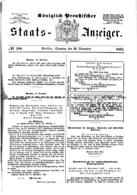 Königlich Preußischer Staats-Anzeiger (Allgemeine preußische Staats-Zeitung) Sonntag 29. November 1863