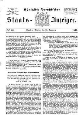 Königlich Preußischer Staats-Anzeiger (Allgemeine preußische Staats-Zeitung) Dienstag 22. Dezember 1863