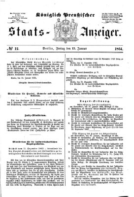 Königlich Preußischer Staats-Anzeiger (Allgemeine preußische Staats-Zeitung) Freitag 15. Januar 1864