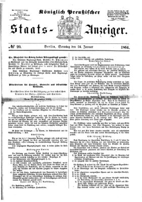 Königlich Preußischer Staats-Anzeiger (Allgemeine preußische Staats-Zeitung) Sonntag 24. Januar 1864
