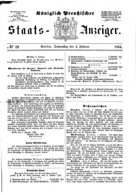 Königlich Preußischer Staats-Anzeiger (Allgemeine preußische Staats-Zeitung) Donnerstag 4. Februar 1864