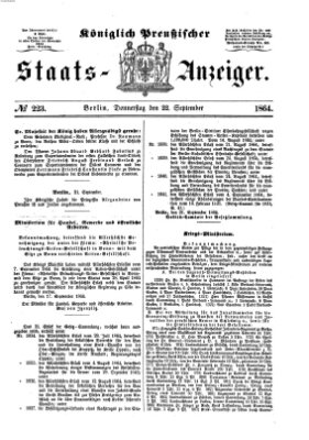 Königlich Preußischer Staats-Anzeiger (Allgemeine preußische Staats-Zeitung) Donnerstag 22. September 1864