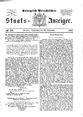 Königlich Preußischer Staats-Anzeiger (Allgemeine preußische Staats-Zeitung) Donnerstag 29. September 1864