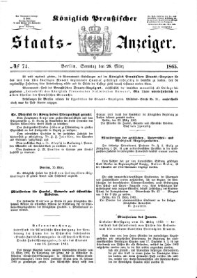 Königlich Preußischer Staats-Anzeiger (Allgemeine preußische Staats-Zeitung) Sonntag 26. März 1865
