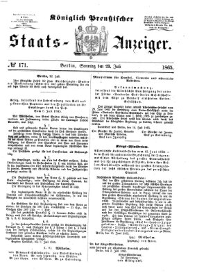 Königlich Preußischer Staats-Anzeiger (Allgemeine preußische Staats-Zeitung) Sonntag 23. Juli 1865