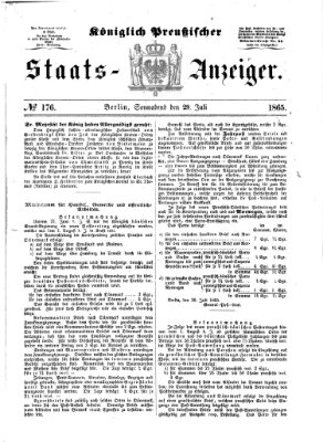 Königlich Preußischer Staats-Anzeiger (Allgemeine preußische Staats-Zeitung) Samstag 29. Juli 1865