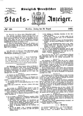 Königlich Preußischer Staats-Anzeiger (Allgemeine preußische Staats-Zeitung) Freitag 25. August 1865