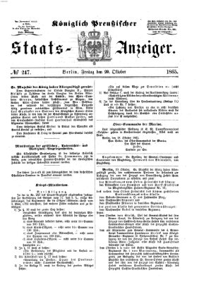 Königlich Preußischer Staats-Anzeiger (Allgemeine preußische Staats-Zeitung) Freitag 20. Oktober 1865