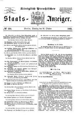 Königlich Preußischer Staats-Anzeiger (Allgemeine preußische Staats-Zeitung) Dienstag 31. Oktober 1865