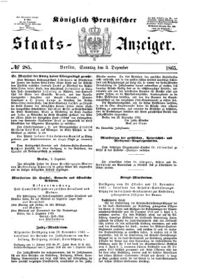 Königlich Preußischer Staats-Anzeiger (Allgemeine preußische Staats-Zeitung) Sonntag 3. Dezember 1865