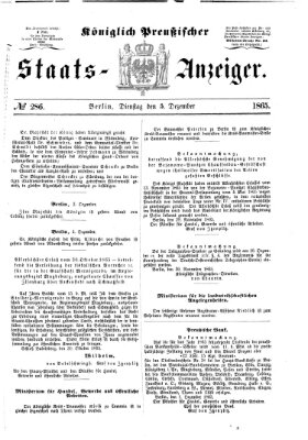 Königlich Preußischer Staats-Anzeiger (Allgemeine preußische Staats-Zeitung) Dienstag 5. Dezember 1865