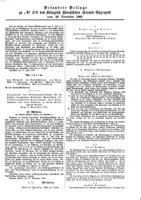Königlich Preußischer Staats-Anzeiger (Allgemeine preußische Staats-Zeitung) Sonntag 26. November 1865
