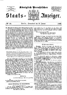 Königlich Preußischer Staats-Anzeiger (Allgemeine preußische Staats-Zeitung) Samstag 13. Januar 1866