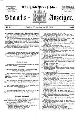 Königlich Preußischer Staats-Anzeiger (Allgemeine preußische Staats-Zeitung) Donnerstag 19. April 1866